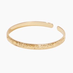 Our Spare Change Floral Cuff Bracelet 6.5" 18K Gold Plated Elegant Gold-Tone NEW